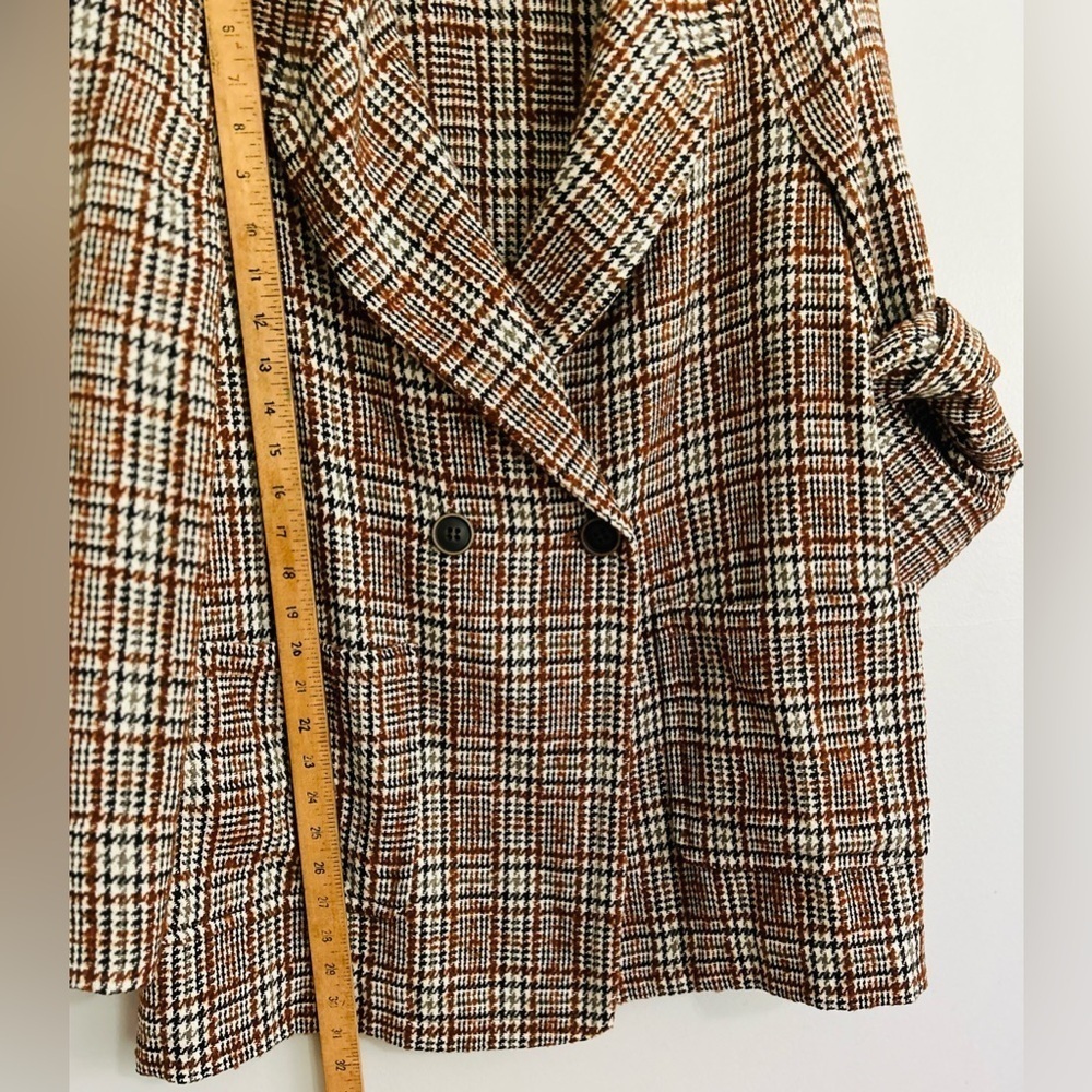 Happy Nature Kate Hudson Oversized Tweed Double Breasted Blazer Wool Blend XS/S - Picture 8 of 9
